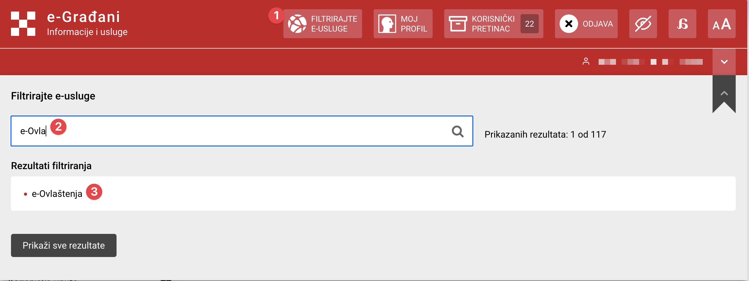 Odabir usluge e-Ovlaštenja na portalu e-Građani